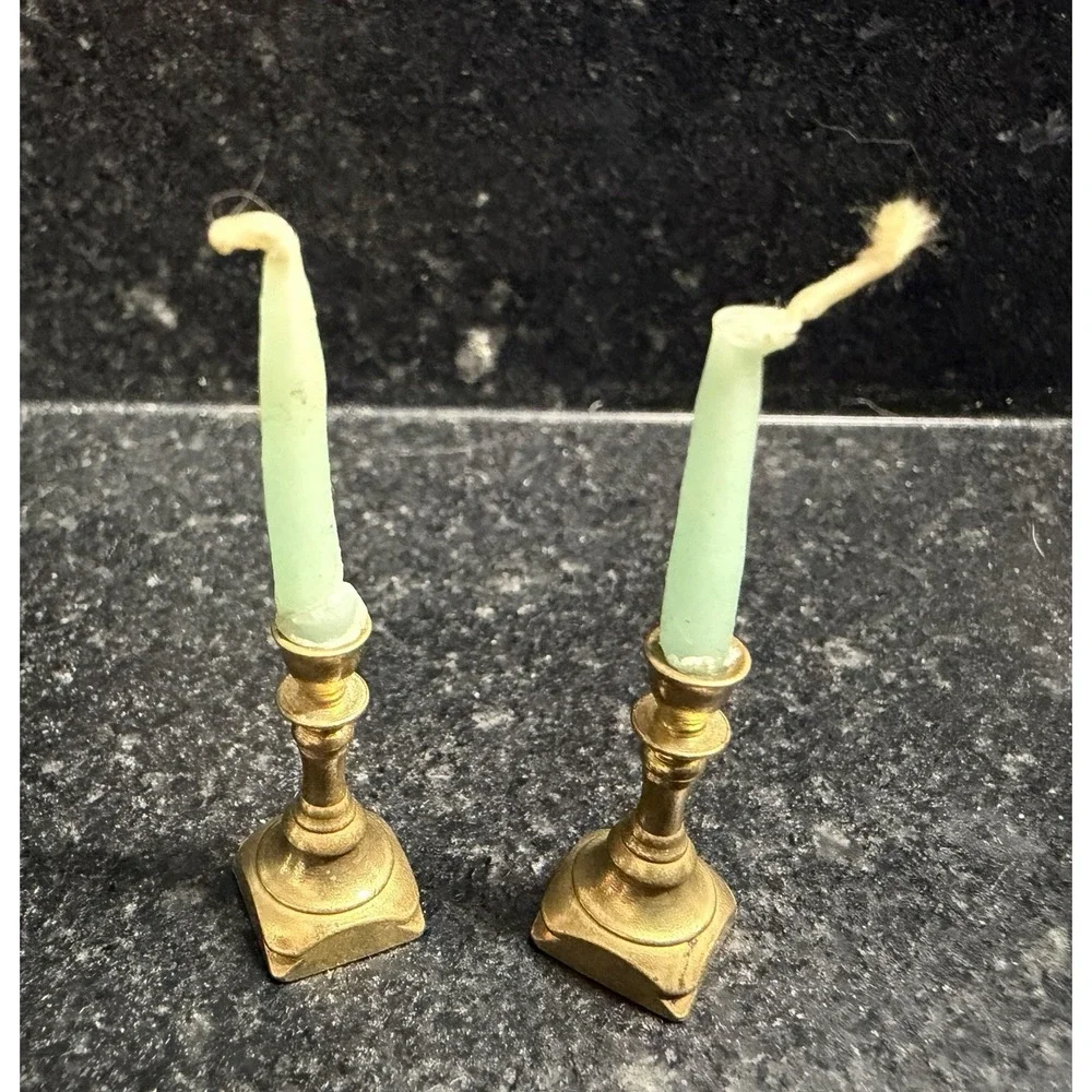 Clare-Bell Brass Works CB Vintage Miniature Set 2 Candlesticks & Snuffer USA